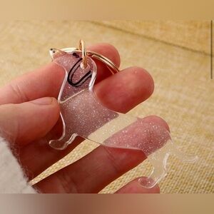 New Clear Glitter Dachshund Keychain